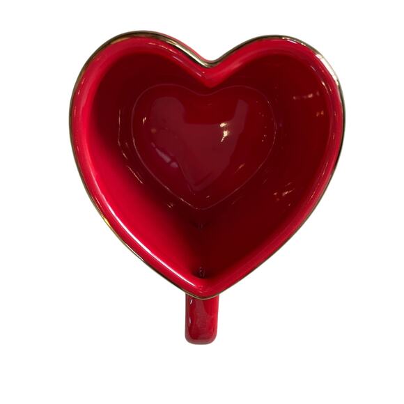 Target Threshold Heart Shaped VALENTINE Mugs Red Gold Rim 14.3oz Set of 2 New - Picture 3 of 16